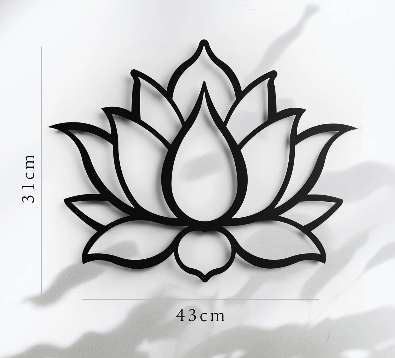 Keluly Metal Decoration - Floating Wall Sculpture with Shadows, Steel, 43 x 31 cm, Lotus Flower - Image 5