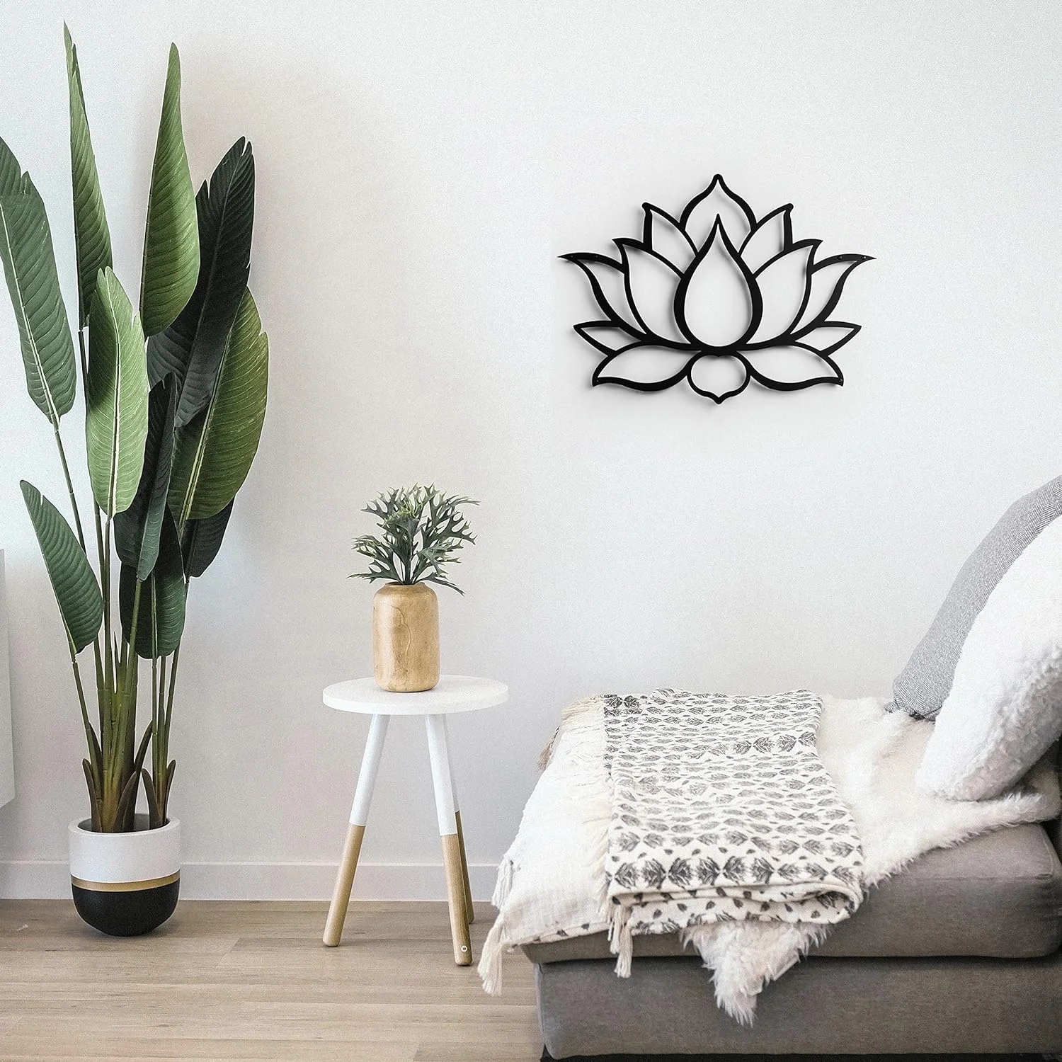 Keluly Metal Decoration - Floating Wall Sculpture with Shadows, Steel, 43 x 31 cm, Lotus Flower - Image 6