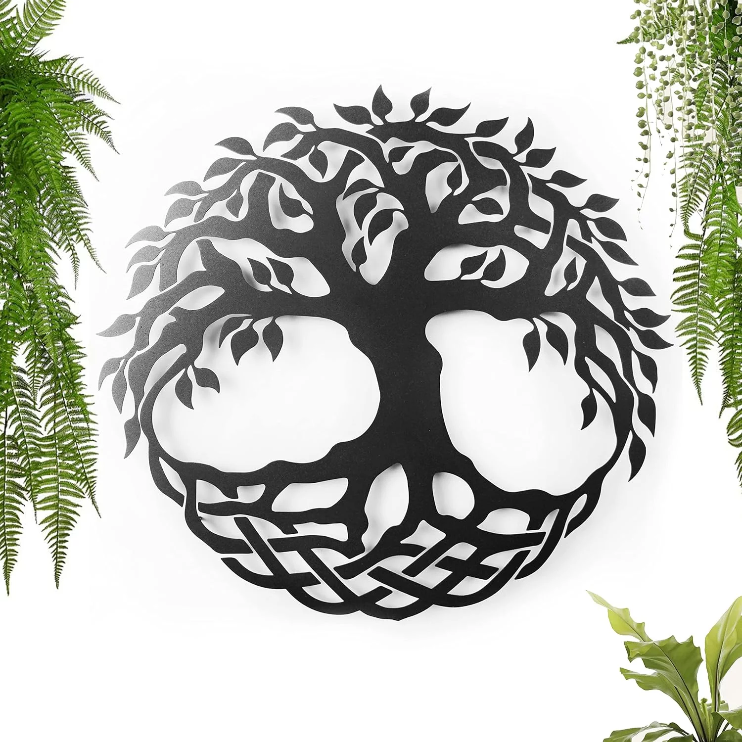 Keluly Metal Decoration. Floating Wall Sculpture, Shadow Steel, 43 x 31 cm, Tree of Life