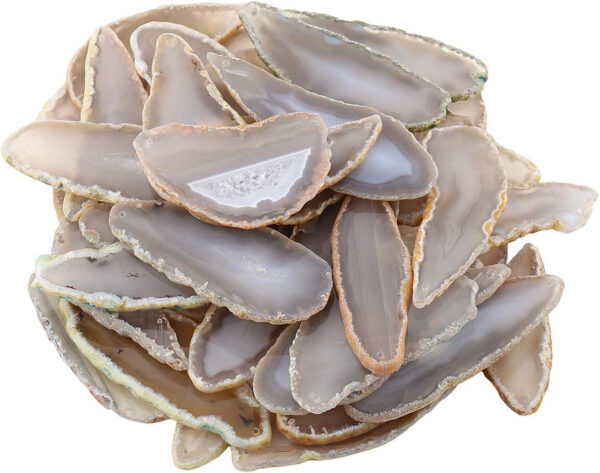 mookaitedecor Lámina de geoda, ágata, piedra de cristal, posavasos de vidrio, mesa, decoración, salón, DIY, accesorios - Juego de 10, piedra, Naturel (foré/45-80mm) - Imagen 3