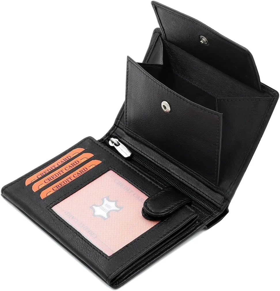 Fa.Volmer Cartera Negra De Cuero En Vertical Hombres Mujeres Bloqueo RFID VO2 - Imagen 4