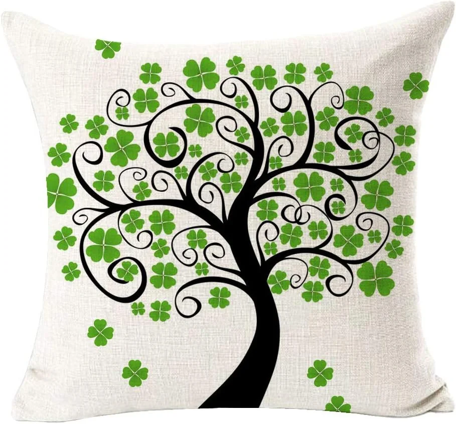 NIDITW Happy St. Patrick's Day - Funda de cojín para sofá, sala de estar, 45,7 cm, color verde y blanco
