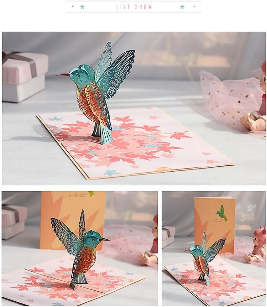 DEESOSPRO® Hummingbird 3D Pop-Up Birthday Card, Gift for Family, Friends, and Loved Ones, Special Greeting Card - Image 2