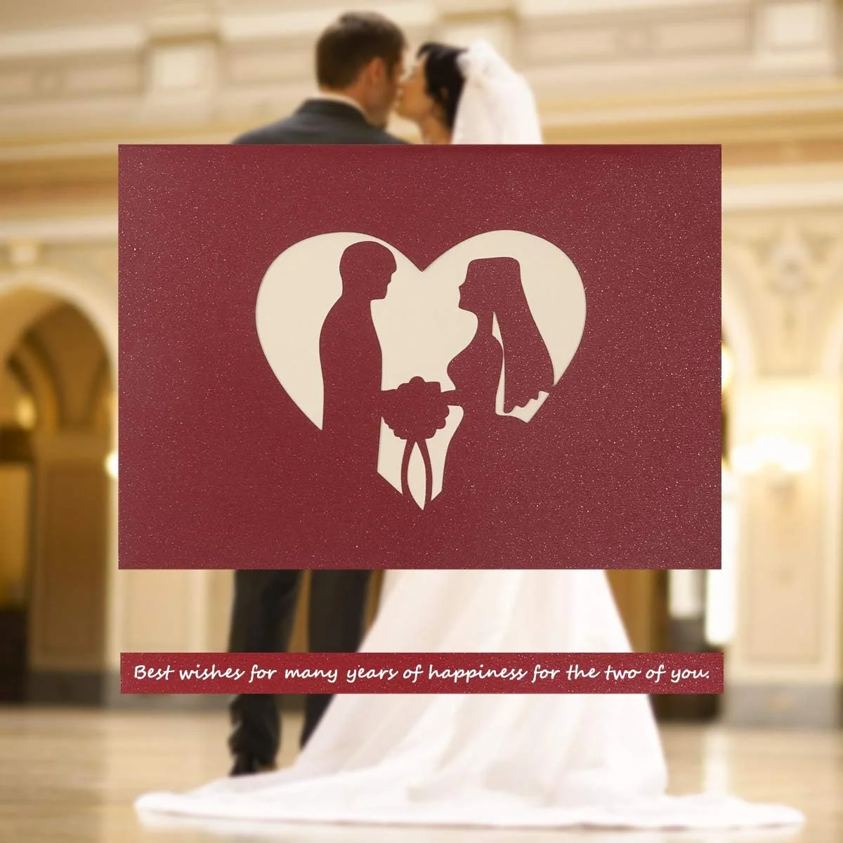 Vicloon Wedding Greeting Card Invitation, 3D Pop-Up Gift Card with Envelope and Writing Paper, Valentine's Day Birthday Card for Couples, Anniversary, Christmas - Image 6
