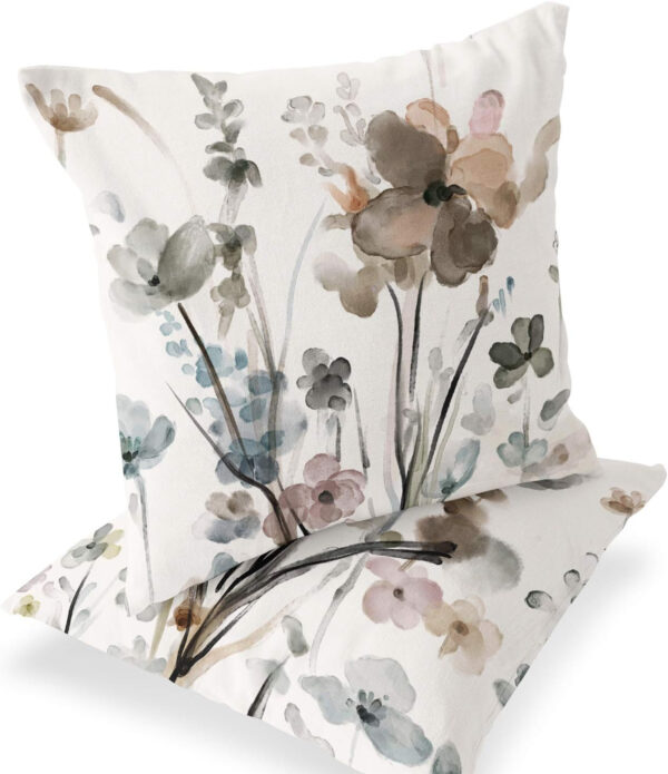 Juego de 2 fundas de almohada de 40 x 40 cm, diseño de flores abstractas, de acuarela, decorativas, cuadradas, suaves, para sofá, cama, coche - Imagen 6