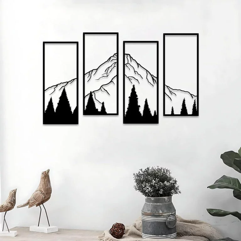 Ruelen minimalist mountain metal wall decor four-piece set