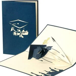 Tarjetas de regalo 3d con birrete de graduación. Tarjetas de graduacion como tarjetas de felicitacion por aprobar un examen o diplomarse para hombre y mujer, C11