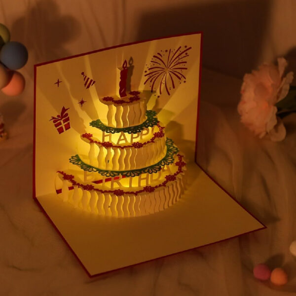 DEESOSPRO Tarjetas de Cumpleaños con Música y Luz, 3D Pop Up Tarjeta de Cumpleaños con Música para sus Familiares, Amigos y Amantes Especiales, 3D Tarjeta de Regalo de Cumpleaños - Imagen 7