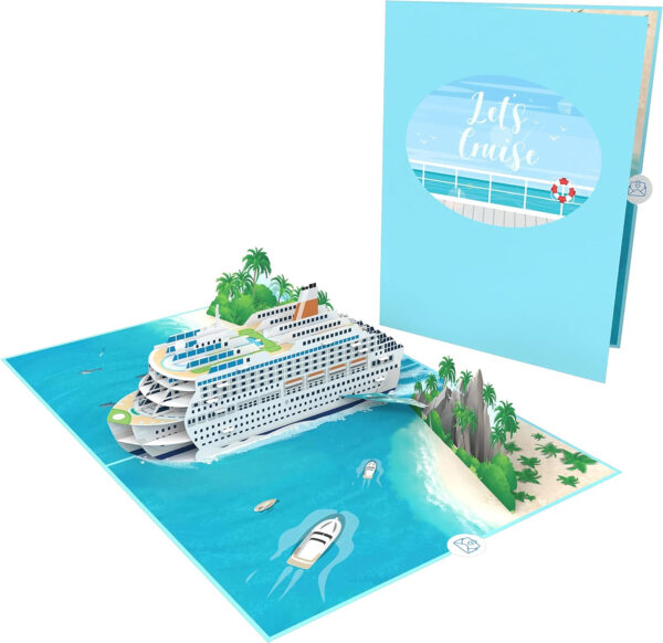 MOKIO® Tarjeta Regalo Viaje Pop-Up – Crucero – Vale regalo 3D para vacaciones en crucero, Bono de viaje crucero emergente - Imagen 2