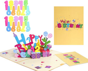 DEESOSPRO® Tarjetas de Felicitación Cumpleaños, 3D Pop UP Tarjeta de Cumpleaños Regalo, Se Puede Cambiar a Cualquier Número de Edad