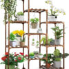 Soporte plantas interior Exterior, 10 Macetas altura grande, estante de madera varios niveles, estantes de jardín para sala de estar, balcón, césped