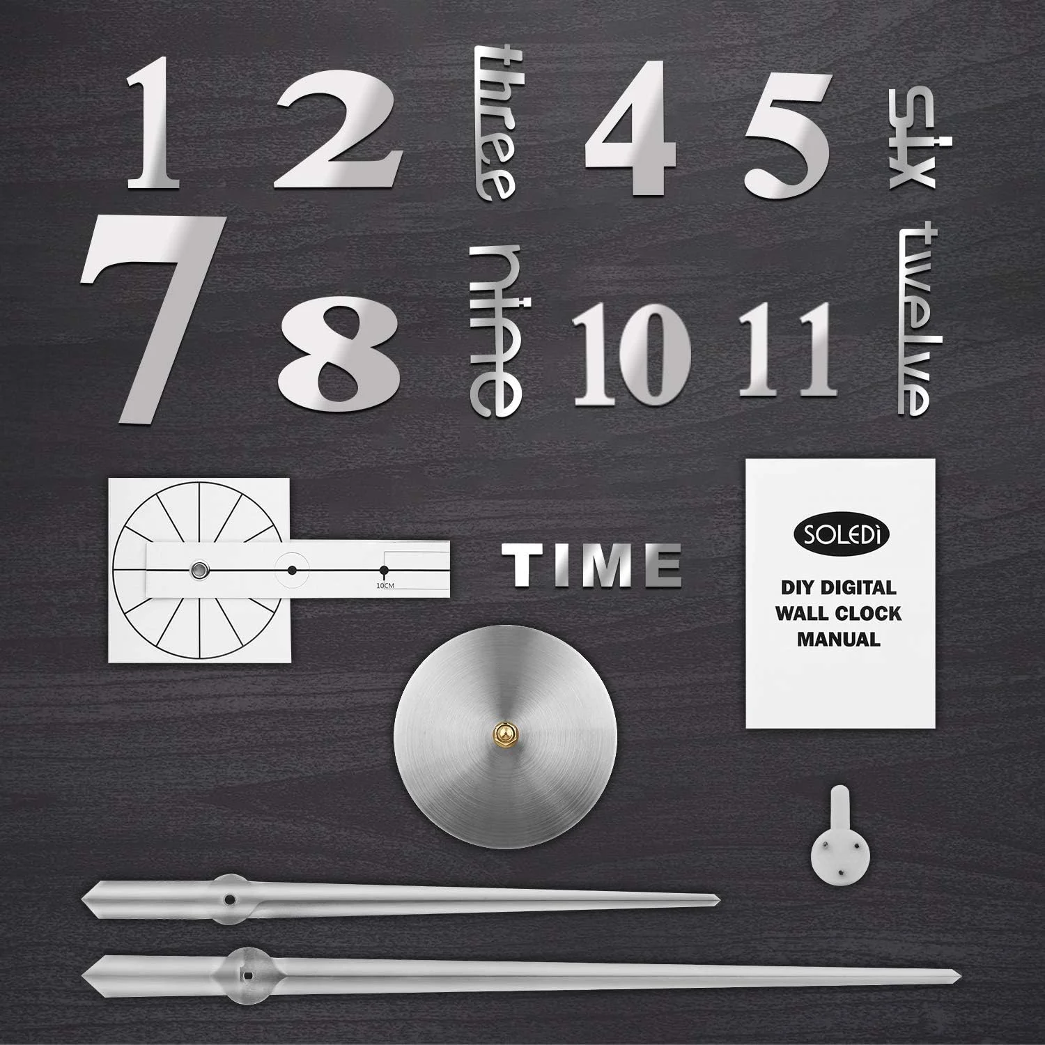 SOLEDI 3D Reloj De Pared Grande, DIY Reloj Pared Digital, Movimiento Silencioso, Estilo Moderno, DecoracióN Ideal para Sala de Estar Dormitorio Cocina Oficina Hotel, Plata - Imagen 8
