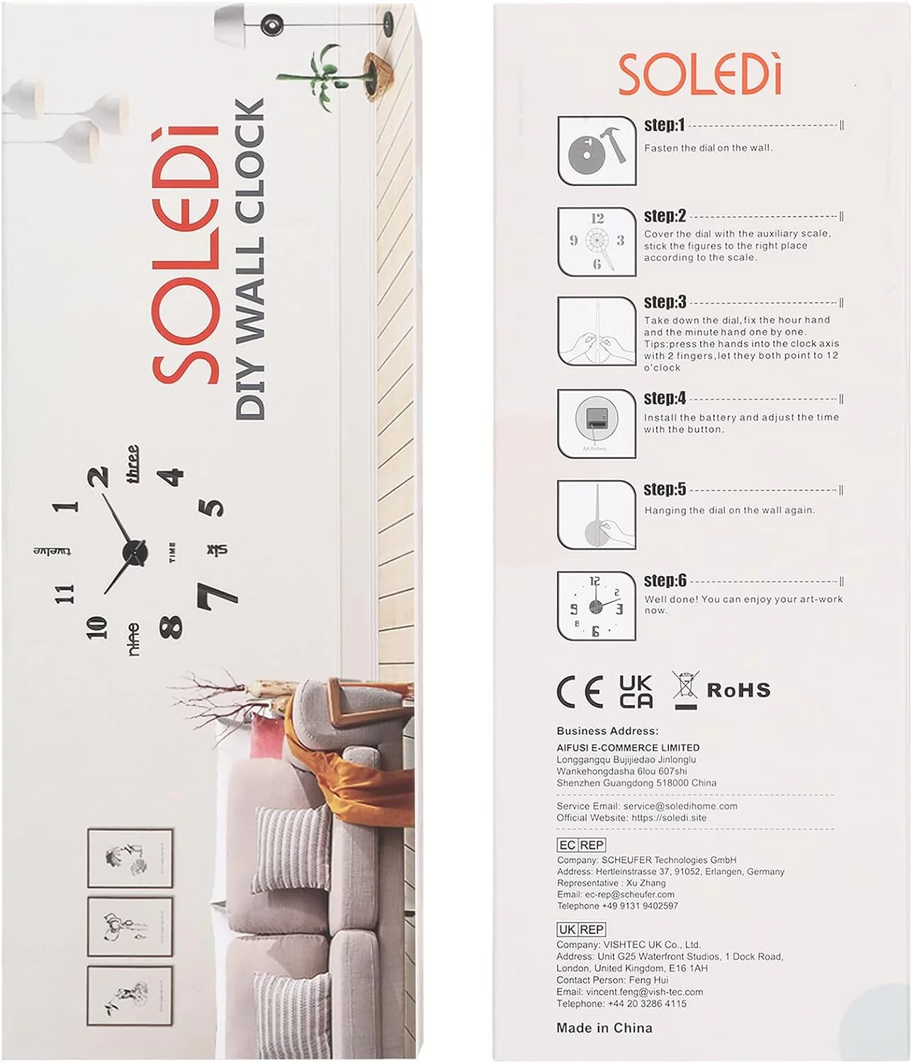 SOLEDI 3D Reloj De Pared Grande, DIY Reloj Pared Digital, Movimiento Silencioso, Estilo Moderno, DecoracióN Ideal para Sala de Estar Dormitorio Cocina Oficina Hotel, Plata - Imagen 9
