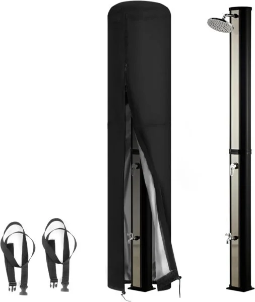 Fenghome Funda protectora para ducha solar, resistente al viento, resistente al viento, para jardín 420D, para ducha exterior, con revestimiento UV, color negro (220 x 67 cm) (copia)