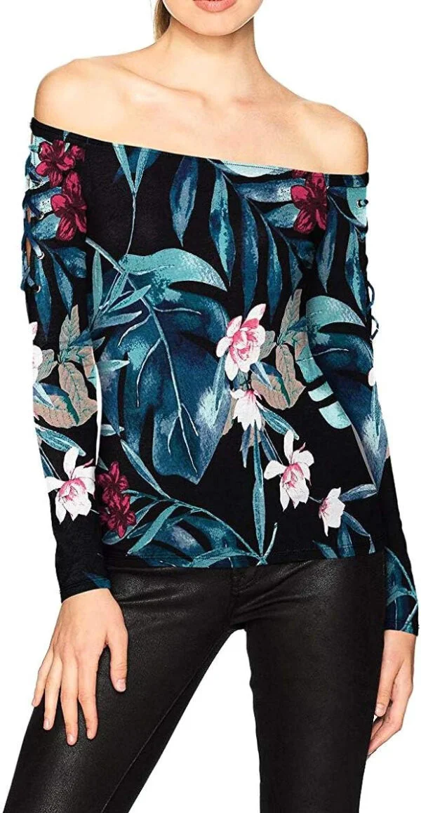 Guess Catrina - Camiseta de manga larga con cordones para mujer