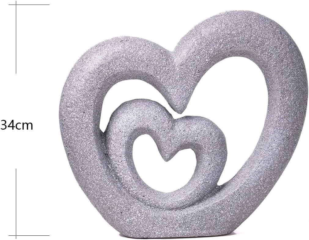 HAUCOZE Corazón Decorativa Figure Amor Regalo Escultura Modern Estatua Interior Salon Arte Resina Decoración del Hogar 35cm - Imagen 6