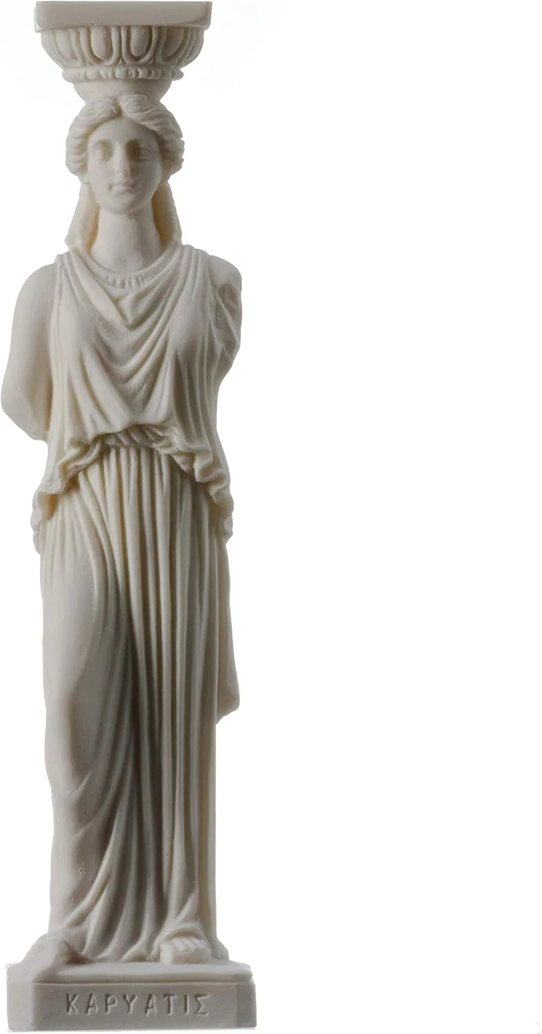BeautifulGreekStatues Columna Caryatid Estatua Acrópolis Atenas Griego Roman Alabastro 9.8 pulgadas - Image 2