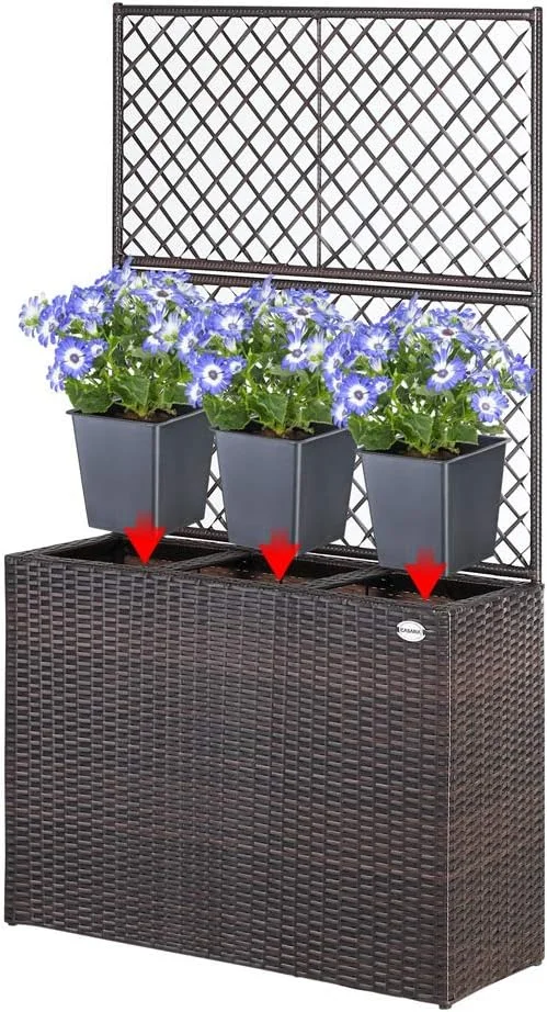 La jardinera de 3 piezas, Poliratán hecho a mano - Imagen 7