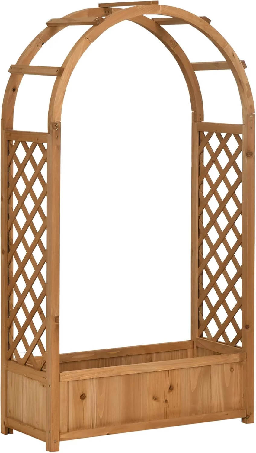 Outsunny Jardinera Enrejado con Arco Macetero con Soporte para Trepadoras Jardinera con Celosía Cultivos Plantas Flores Decoración en Jardín Terraza - Imagen 2