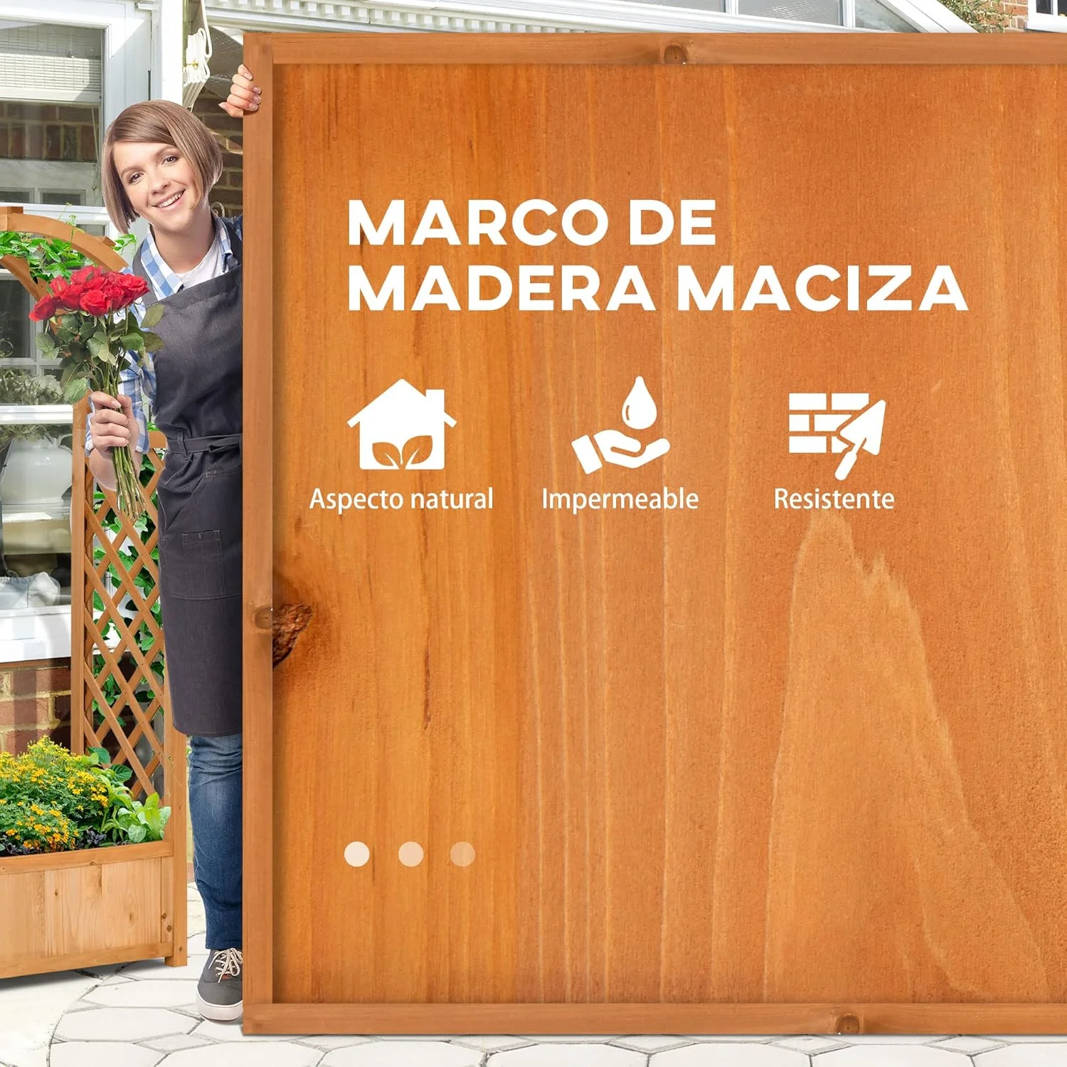 Outsunny Jardinera Enrejado con Arco Macetero con Soporte para Trepadoras Jardinera con Celosía Cultivos Plantas Flores Decoración en Jardín Terraza - Imagen 7