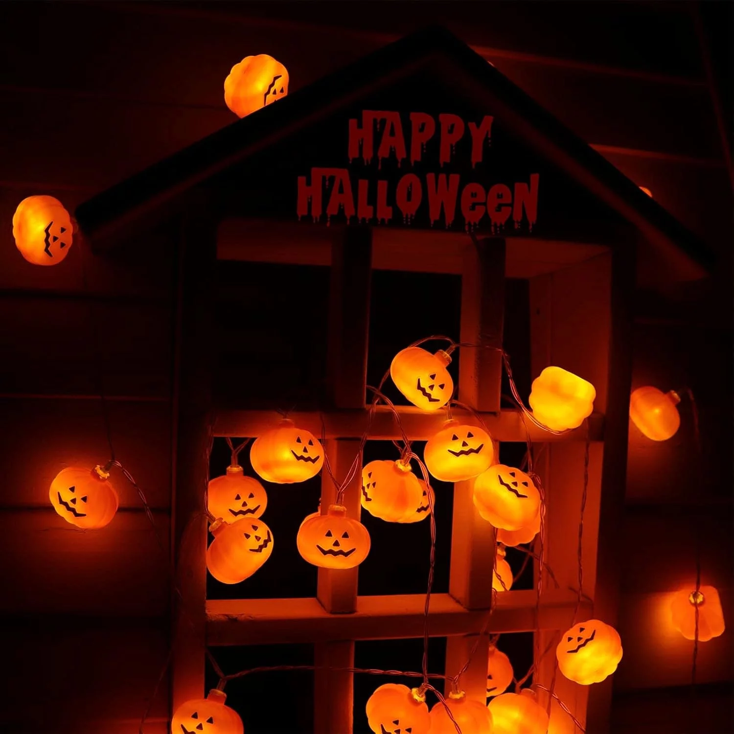 Runleo Halloween Pumpkin String Lights, 30 LED 16.4 ft, 8 Timer Modes, 3D, Waterproof, Orange, Battery Operated, Decorative Twinkle Lights for Indoors - Image 3