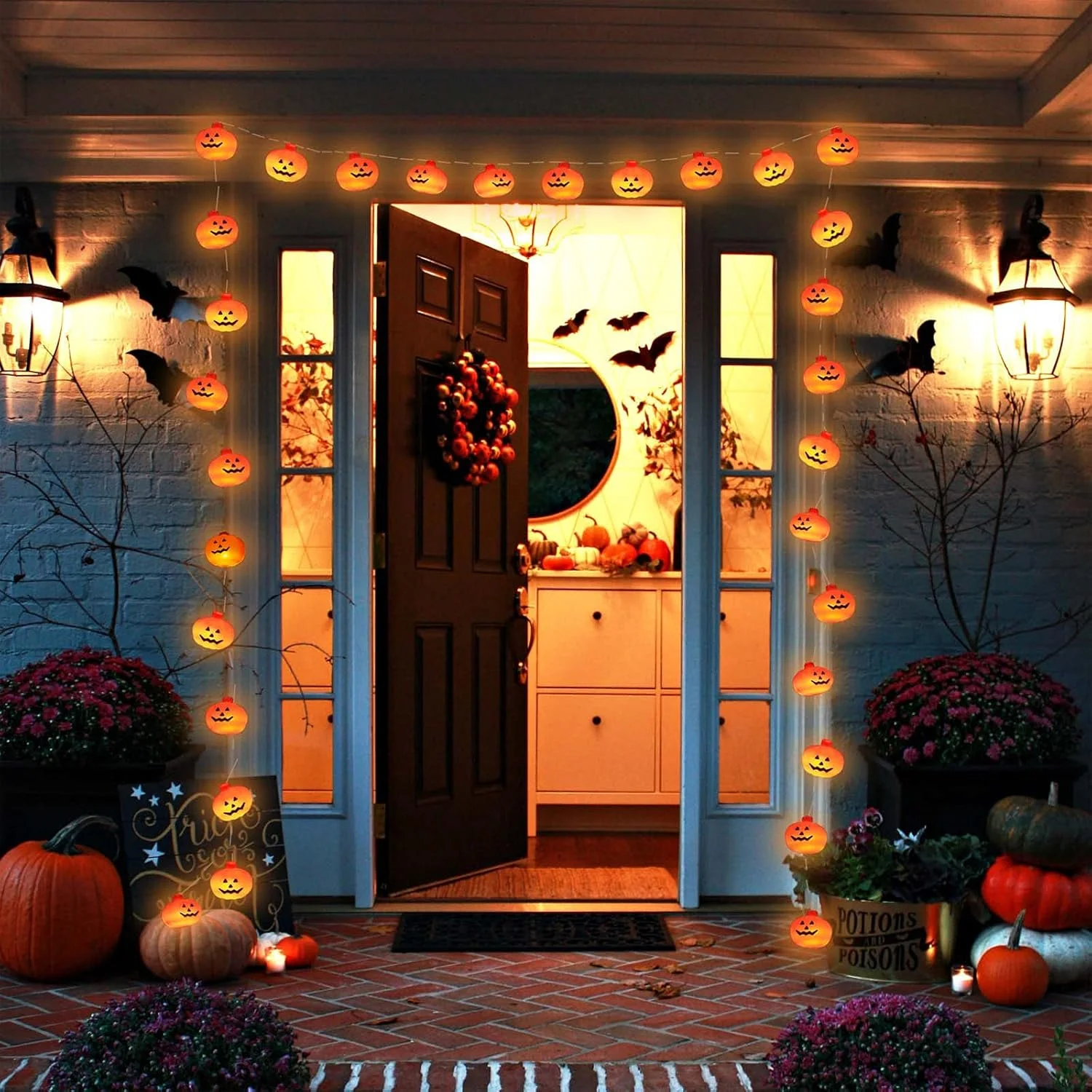 Runleo Halloween Pumpkin String Lights, 30 LED 16.4 ft, 8 Timer Modes, 3D, Waterproof, Orange, Battery Operated, Decorative Twinkle Lights for Indoors - Image 4