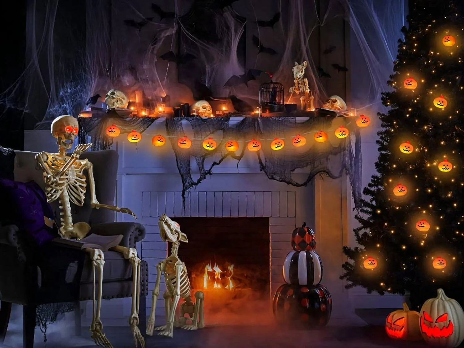 Runleo Halloween Pumpkin String Lights, 30 LED 16.4 ft, 8 Timer Modes, 3D, Waterproof, Orange, Battery Operated, Decorative Twinkle Lights for Indoors - Image 5