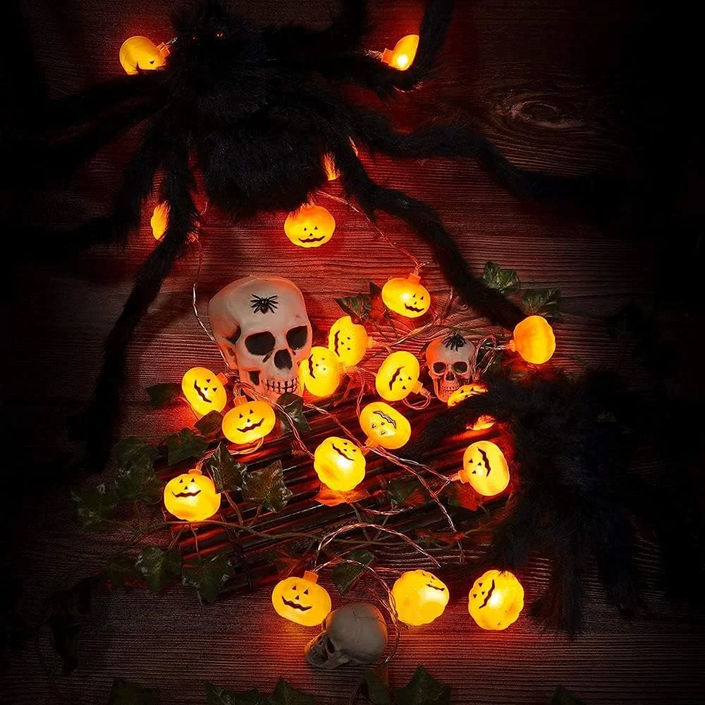 Runleo Halloween Pumpkin String Lights, 30 LED 16.4 ft, 8 Timer Modes, 3D, Waterproof, Orange, Battery Operated, Decorative Twinkle Lights for Indoors - Image 9