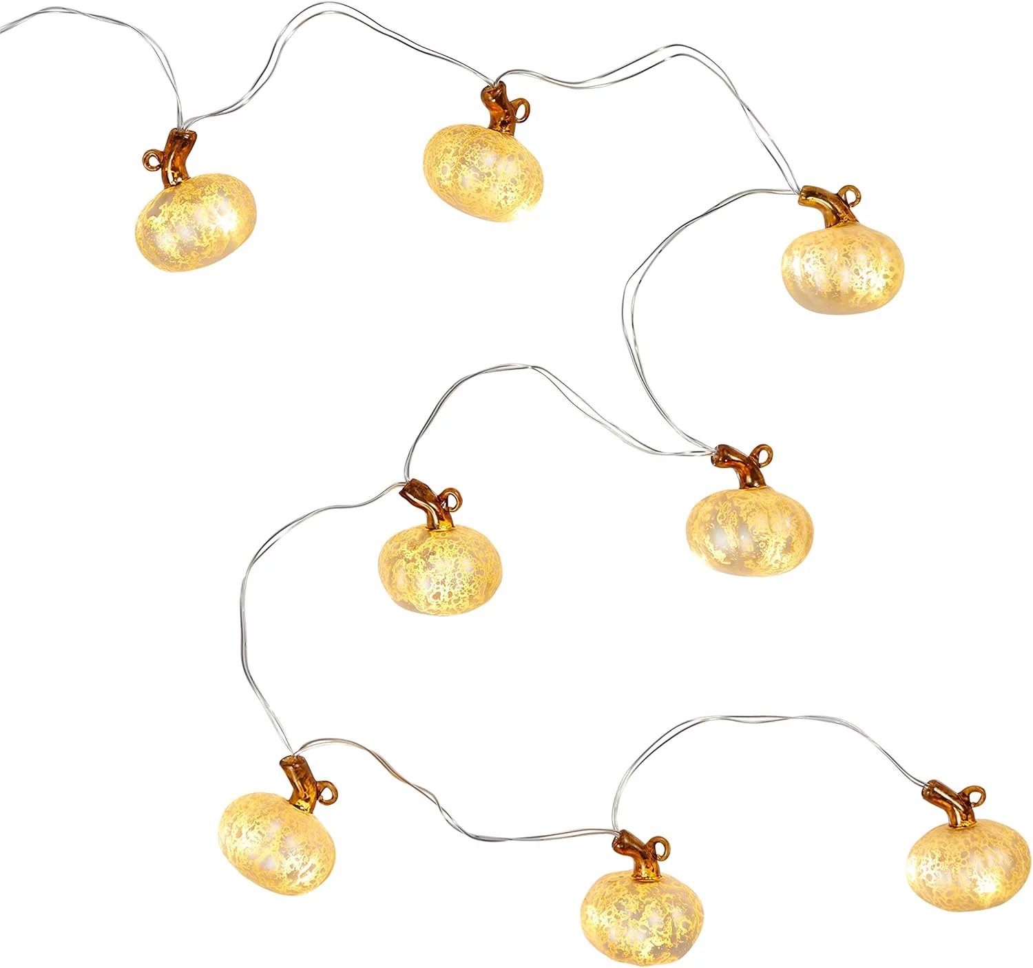 Lights4fun 20 LED mini calabaza antigua cadena luces Halloween blanco mercurio vidrio batería temporizador 2.3m uso interior - Imagen 4
