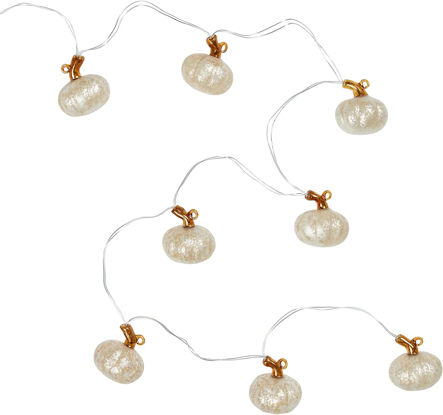 Lights4fun 20 LED mini calabaza antigua cadena luces Halloween blanco mercurio vidrio batería temporizador 2.3m uso interior - Imagen 5