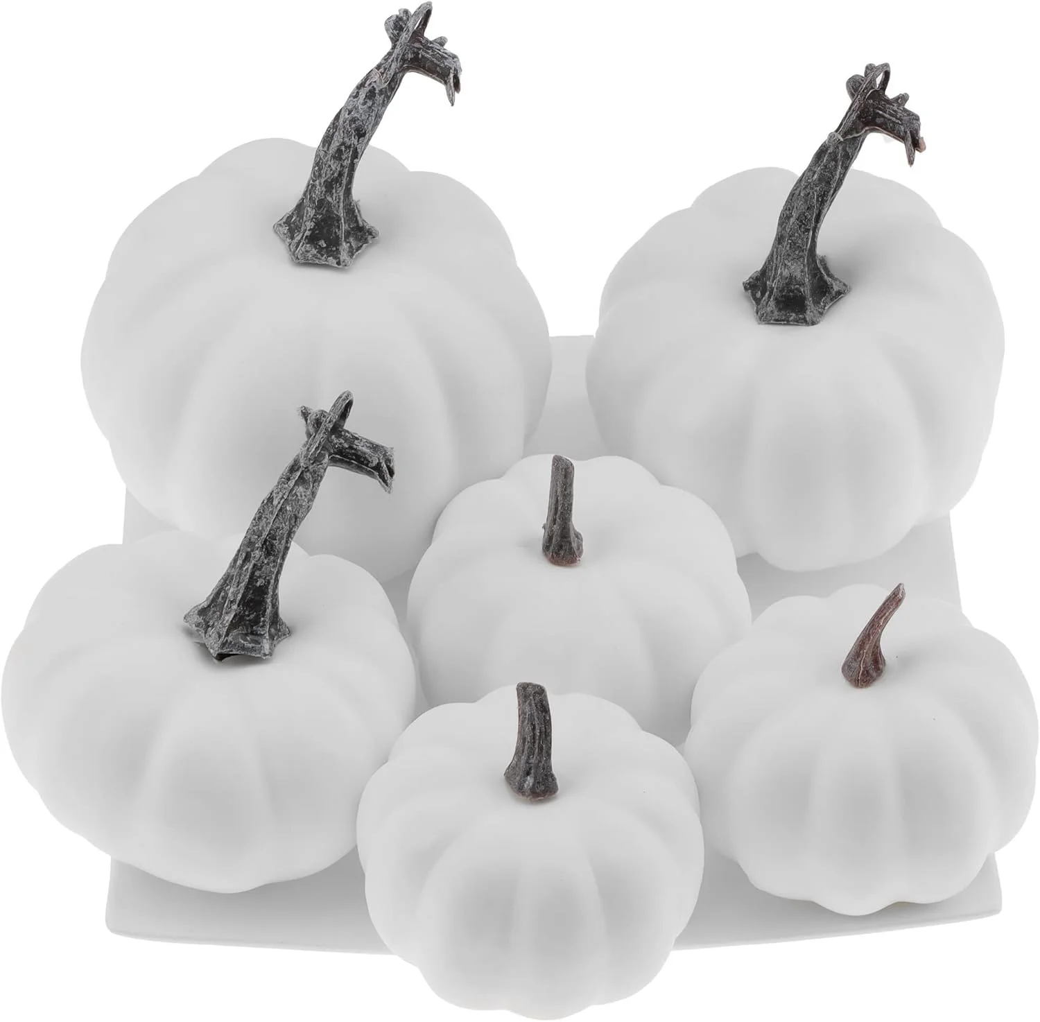 Gresorth 6 PCS Falso Blanco Calabazas Otoño Halloween Navidad Decoracion