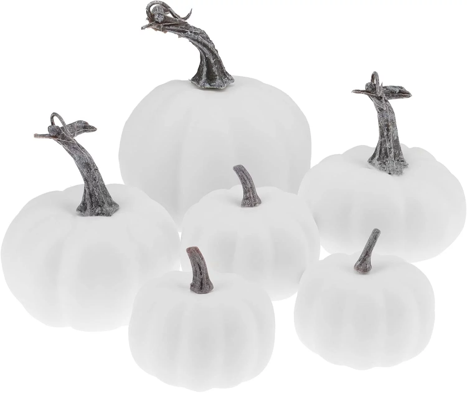 Gresorth 6 PCS Falso Blanco Calabazas Otoño Halloween Navidad Decoracion - Imagen 2