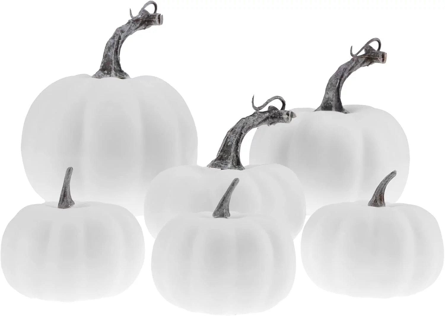 Gresorth 6 PCS Falso Blanco Calabazas Otoño Halloween Navidad Decoracion - Imagen 3