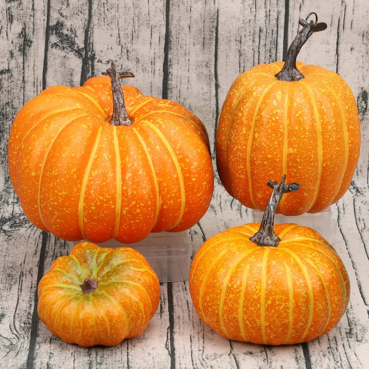 Gresorth 4 PCS Falso Calabazas Artificiales Vegetal Otoño Halloween Navidad Decoracion - Imagen 3