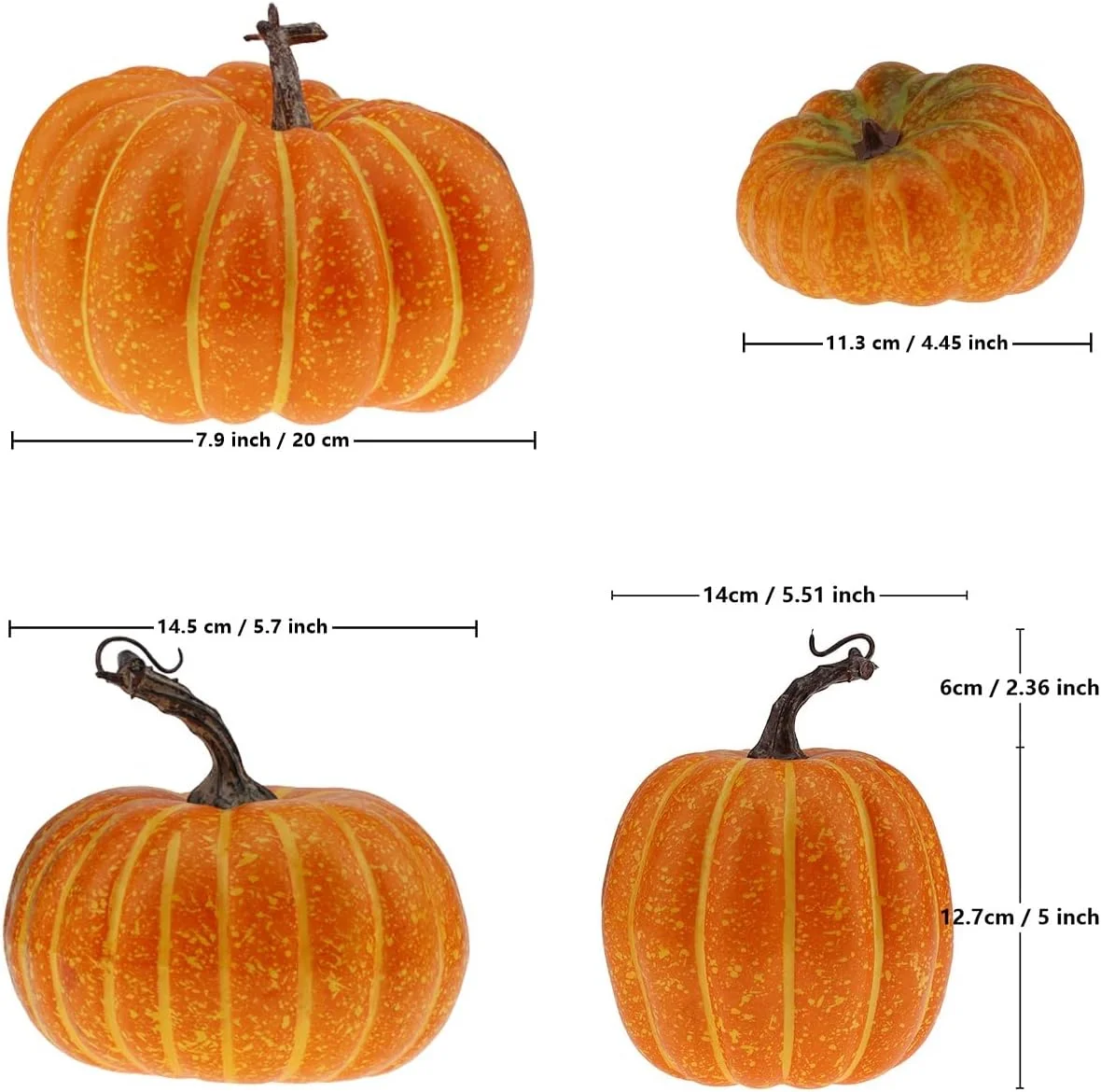 Gresorth 4 PCS Falso Calabazas Artificiales Vegetal Otoño Halloween Navidad Decoracion - Imagen 4