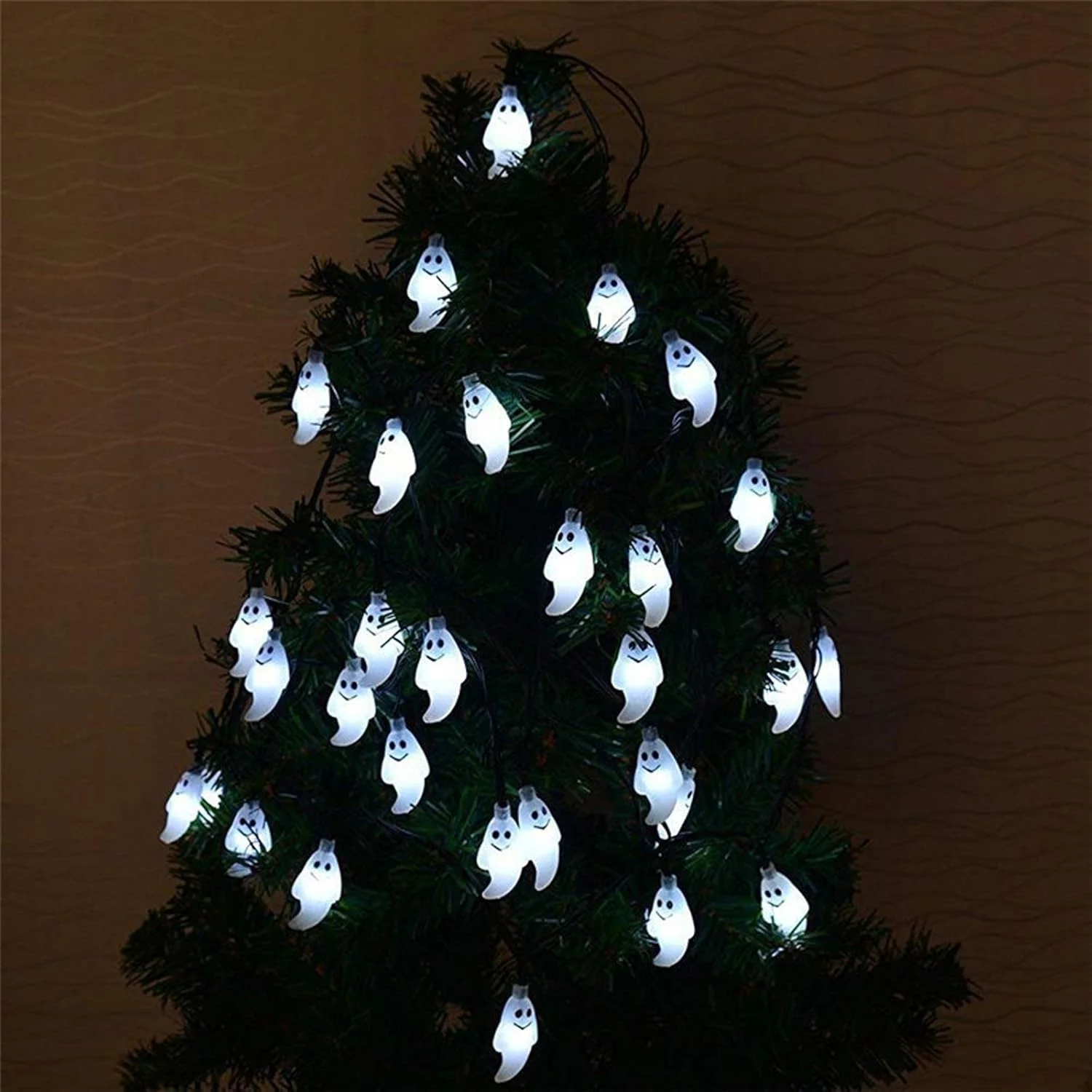 Halloween Ghost String Lights, 20-Foot Solar-Powered, 30 Outdoor Ghost LED Lights for Patio, Garden, Door, Christmas Decoration - Image 6