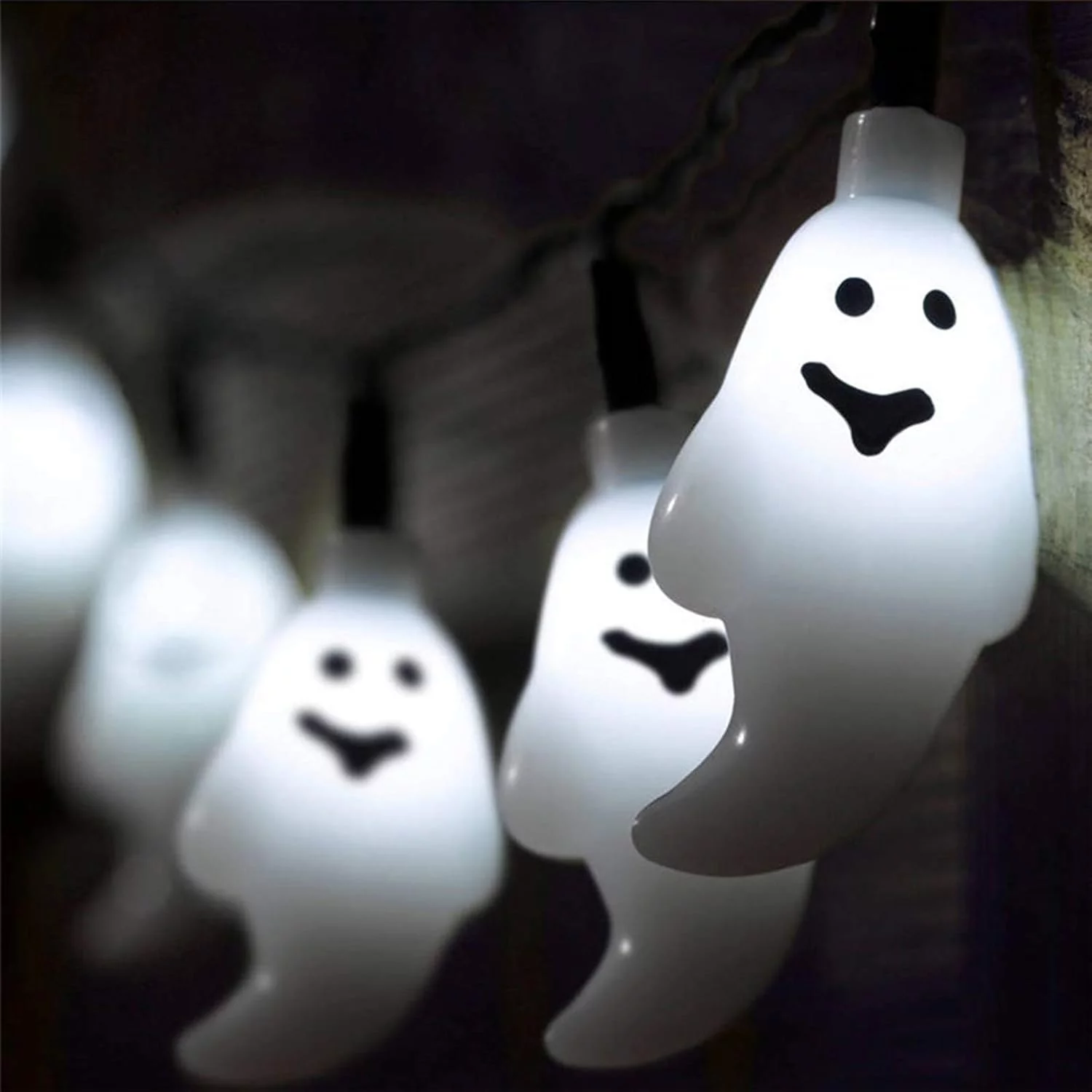 Halloween Ghost String Lights, 20-Foot Solar-Powered, 30 Outdoor Ghost LED Lights for Patio, Garden, Door, Christmas Decoration - Image 7