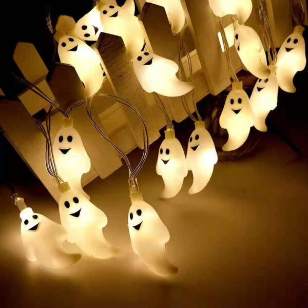 Cadena Luces Halloween, 3M 20 LEDs Luces de Decoración de Halloween,Fantasma Cadena de Luces a Batería,Fantasma String Light, Halloween led String Lights, lámpara de decoración de Halloween