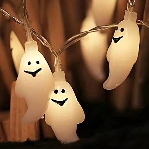 Cadena Luces Halloween, 3M 20 LEDs Luces de Decoración de Halloween,Fantasma Cadena de Luces a Batería,Fantasma String Light, Halloween led String Lights, lámpara de decoración de Halloween - Imagen 8