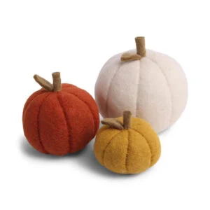 Én Gry & Sif Calabazas decorativas de Halloween I de fieltro natural, hechas a mano, comercio justo, decoración de otoño, 3 calabazas, decoración de Halloween para colocar de pie, grande