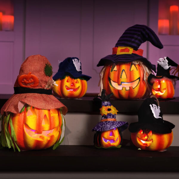 Pack de 6 Calabazas Jack-o'-Lantern que Brillan en la Oscuridad