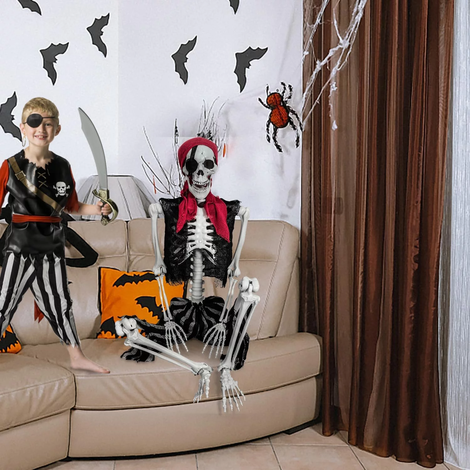 SIFOEL 165cm Esqueleto móvil de Hueso Humano de tamaño Real Real con articulaciones móviles para la decoración de Casas embrujadas de Halloween - Imagen 6