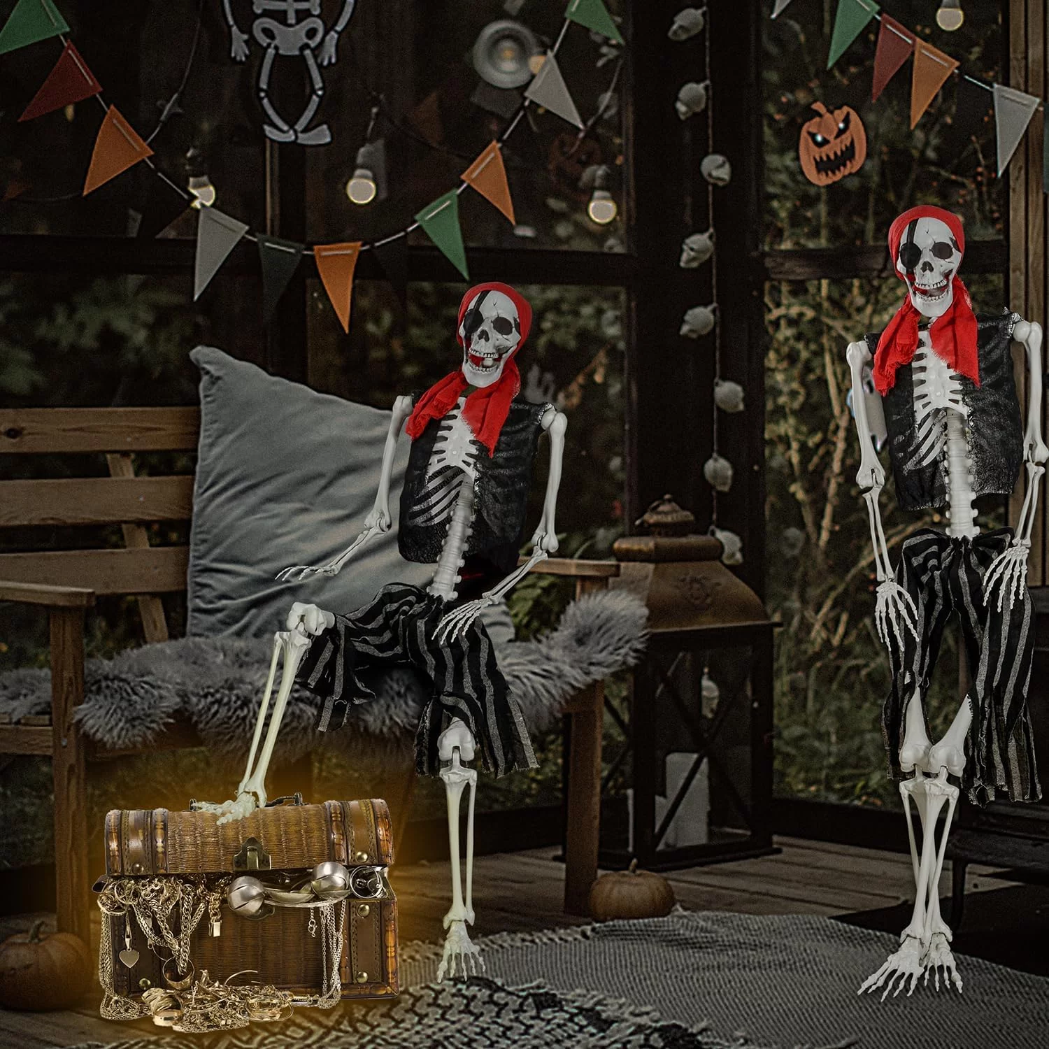 SIFOEL 165cm Esqueleto móvil de Hueso Humano de tamaño Real Real con articulaciones móviles para la decoración de Casas embrujadas de Halloween - Imagen 7