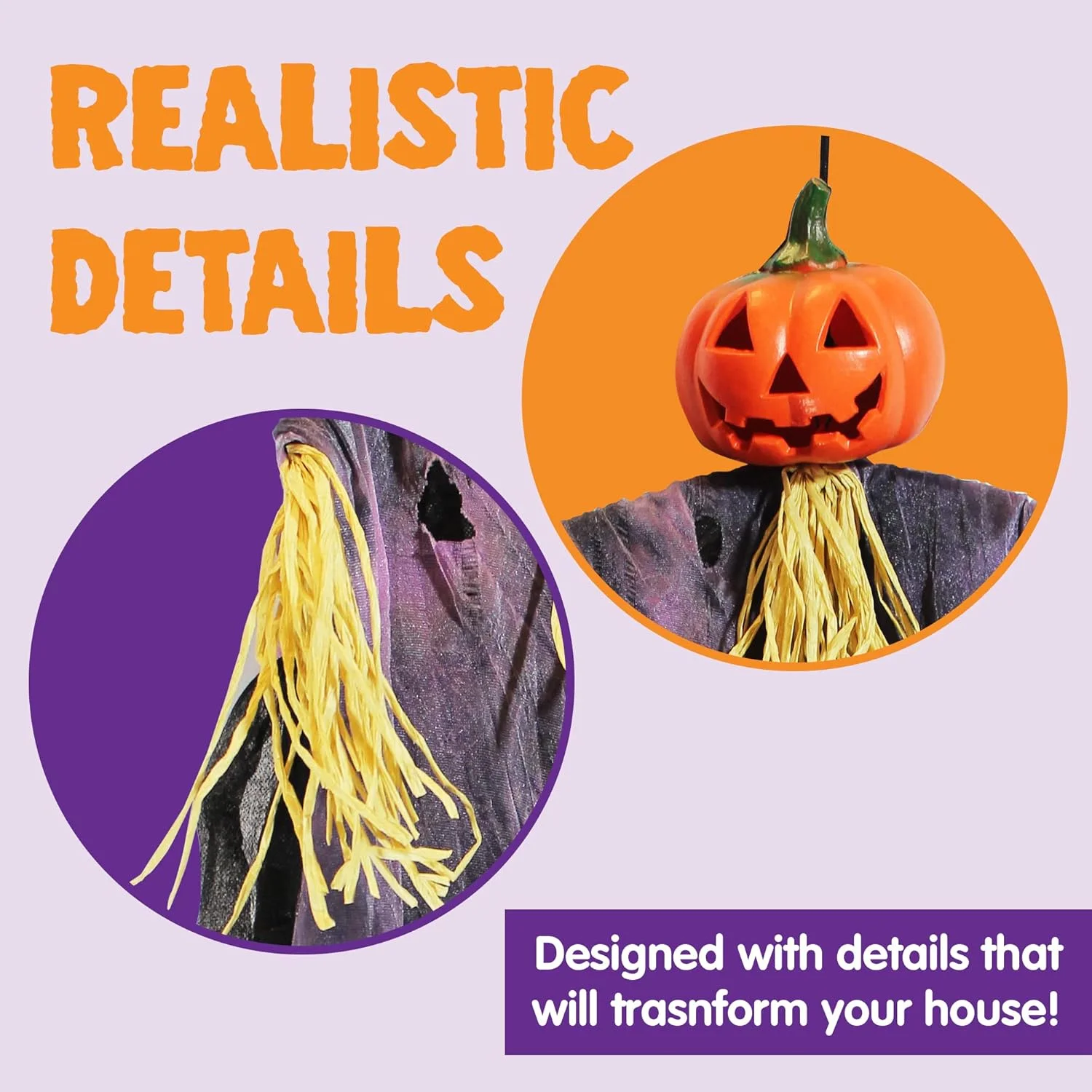 JOYIN 3 Pieces 35.3 Inches Hanging Ghost Halloween Decorations Grim Reaper Witch Hanging for Outdoor Decorations (One Grim Reaper, One Hanging Witch, and One Hanging Grim Reaper) - Image 3