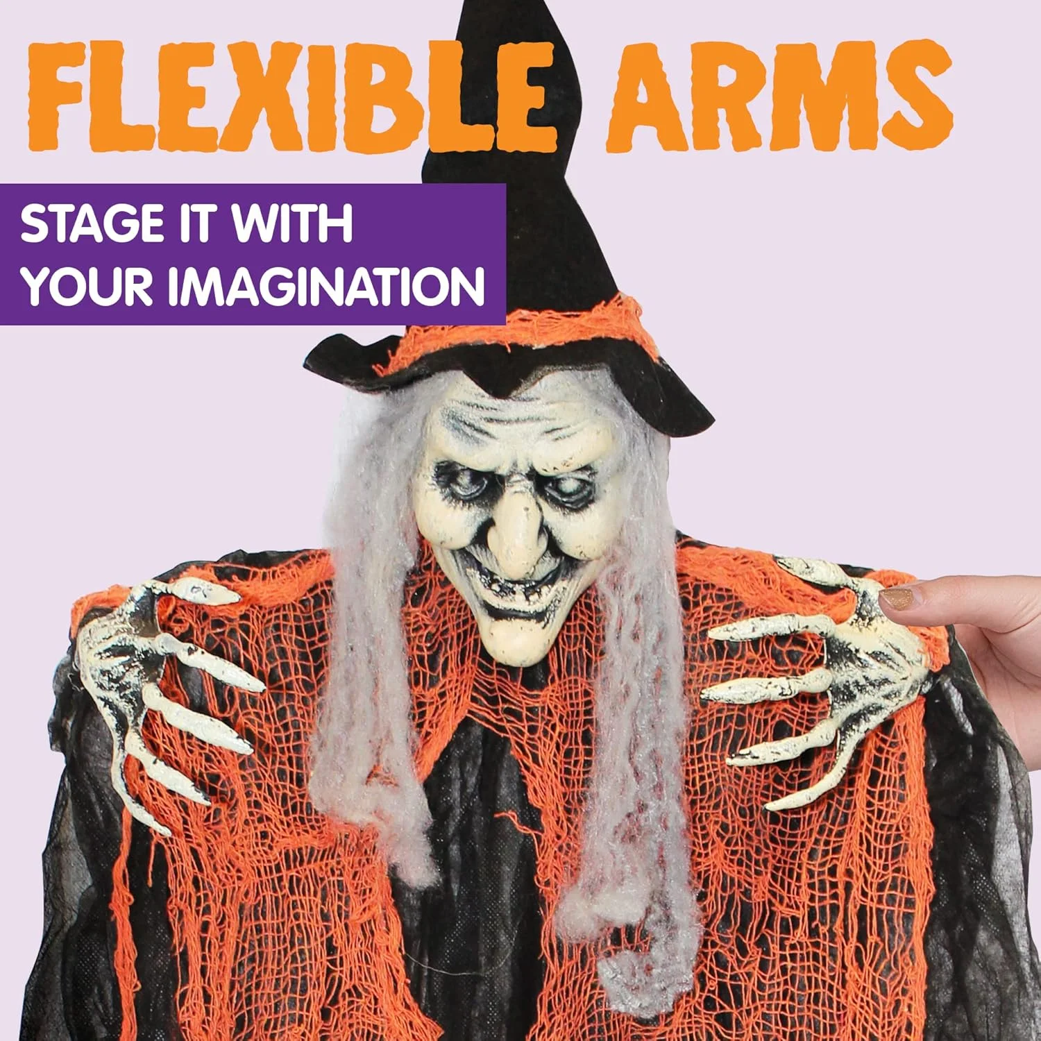 JOYIN 3 Pieces 35.3 Inches Hanging Ghost Halloween Decorations Grim Reaper Witch Hanging for Outdoor Decorations (One Grim Reaper, One Hanging Witch, and One Hanging Grim Reaper) - Image 4