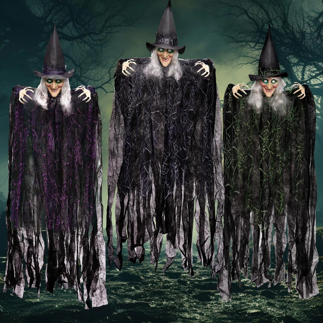 JOYIN 90 cm Hanging Evil Witch Halloween Decoration (3 Pack), Hanging Witch Halloween Accessory for Lawn, Outdoor and Indoor Decor - Image 6