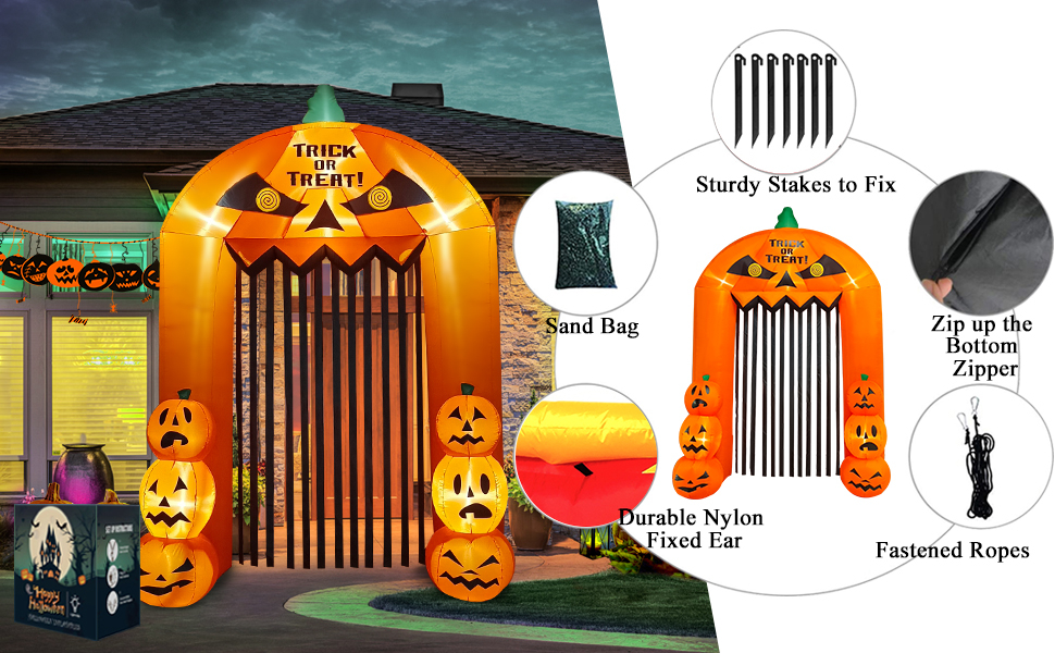 Arco de calabaza inflable de Halloween