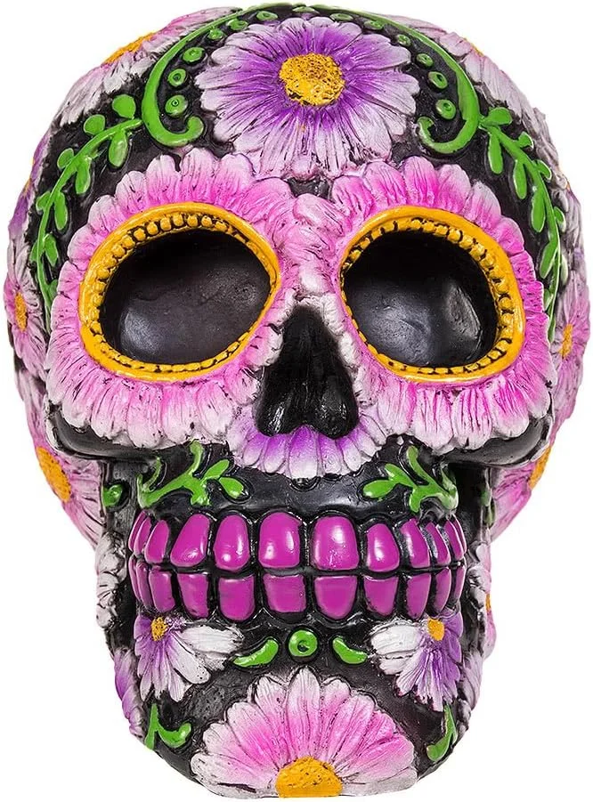 Nemesis Now Sugar Petal Skull Figura Decorativa de 15 cm, con diseño de Calavera con Flores, Negra - Imagen 4