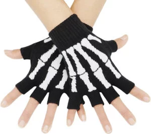 Bienvenu Guantes unisex elásticos, sin dedos, esqueleto, guantes