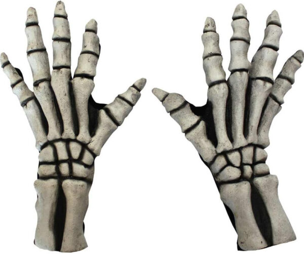 Ghoulish Productions - Guantes de esqueleto blanco, Línea Manos y Pies, Accesorio de Látex resistente, pintada a mano, Halloween, Desfile de Carnaval, Fiesta de Disfraces, Talla única adulto